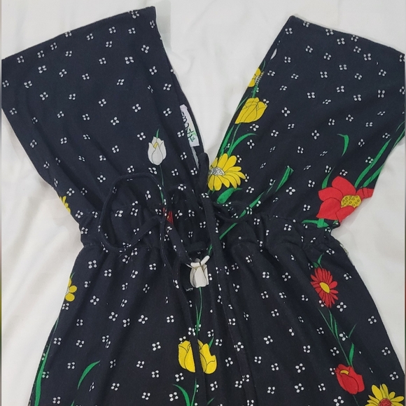SMASH .Floral Black Dress with Red and floral Yellow Accents - Picture 1 of 9
